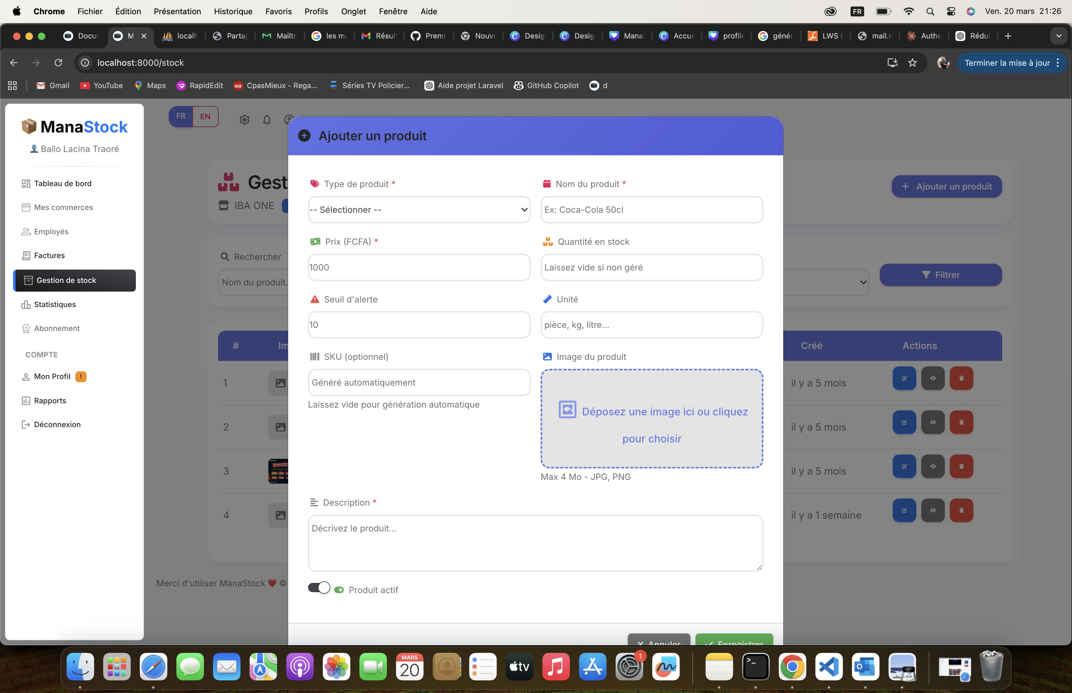 Ajouter un Stock (Gestionnaire)