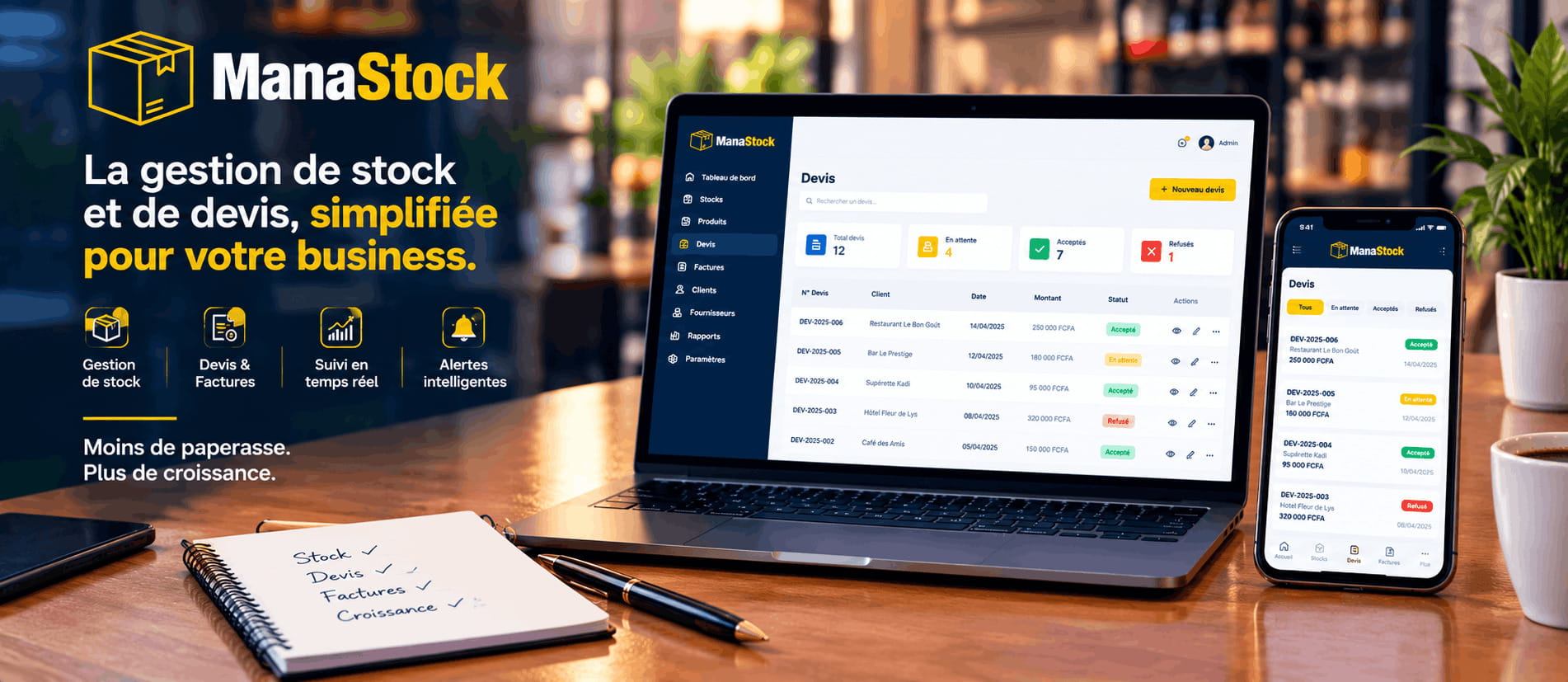 Gestion de stock moderne avec interface digitale ManaStock